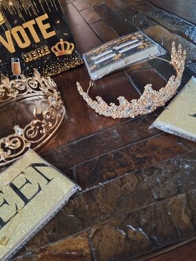 Gold Rhinestone Tiara Crown - Party Accessories